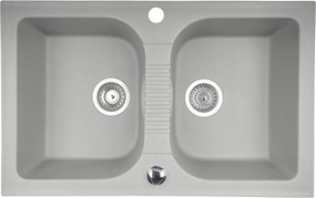 Gránit mosogató konyhai mosogató Elios 20 kétrekeszes szürke 78 x 49 cm