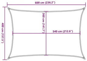 HDPE szögletes napvitorla 4x6 m bézs