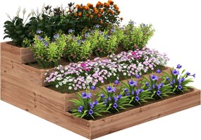 Outsunny 4-szintes Emelt Fa Virágtartó Nagy Kültéri Virágtartó Létra Designtal Városi Kert Növények és Virágok Növesztéséhez Teraszon, Balkonon 113x11