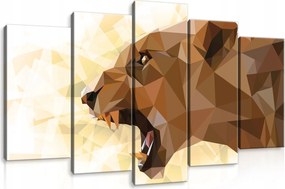 Vászonkép 100x60 Oroszlán bömbölés geometrikus low poly absztrakt erő energia