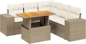 vidaXL 6 részes bézs polyrattan kerti ülőgarnitúra párnával