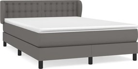 vidaXL szürke műbőr rugós ágy matraccal 140x190 cm