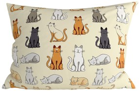 2 darab dekoratív párnahuzat szett COLORED CATS BLEND 70x90 cm, krémszínű