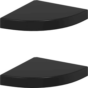 vidaXL 2 db magasfényű fekete MDF lebegő sarokpolc 25 x 25 x 3,8 cm