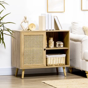 HOMCOM Tároló Szekrény 1 Rattan Hatású Fa Ajtóval - méretei: 80L x 39W x 70H cm | Aosom