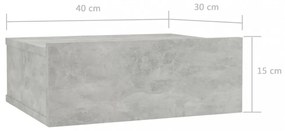 betonszürke szerelt fa függő éjjeliszekrény 40 x 30 x 15 cm