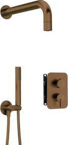 Silia falsík alatti zuhanyszett, keverő BOX-al - kis zuhanyrózsával, szálcsiszolt bronz