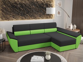 Sarok ülőgarnitúra Radiant L3 (fekete + zöld) (J). 1057468