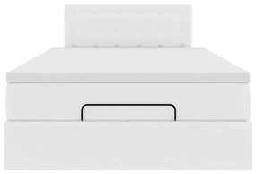 Ottomán ágykeret matraccal tiszta fehér 120x200cm műbőrrel