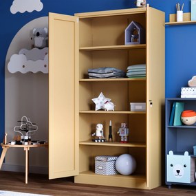 Zárható irodai szekrény JAN, 900 x 1850 x 400 mm, Fresh Style: bézs