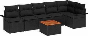 vidaXL Kerti Kanapé Szett tárolóval 7 pcs Fekete polirattan