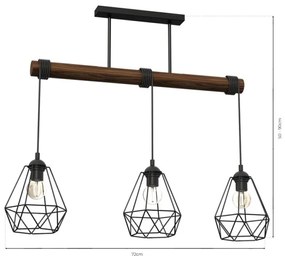 Felületre szerelhető csillár ACERO 3xE27/60W/230V