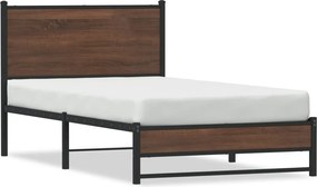 vidaXL barna tölgy színű fém ágykeret matrac nélkül 107 x 203 cm