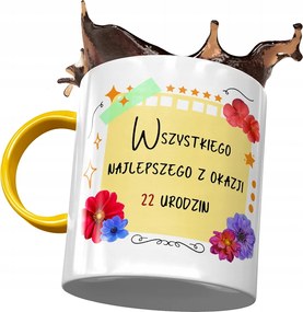 Sárga Bögre Születésnapra 22 22. 22. Ajándék Nyomtatott Fotóval