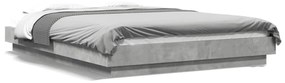 betonszürke szerelt fa ágykeret LED-del 140 x 190 cm
