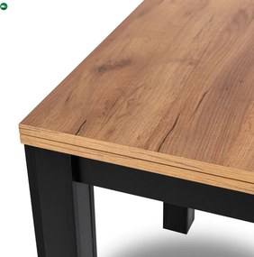 szett étkezőasztal MAX 80-160 cm craft tölgy/fekete és 4 szék PERU fekete