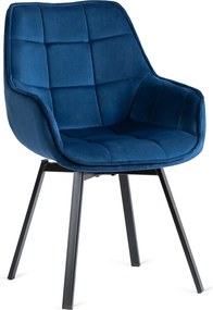 Forgó szék sötétkék színben, bársony kárpittal. LUNA