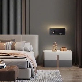 Immax 08287L-LED Fali lámpa polccal, USB-vel és vezeték nélküli töltéssel LED/3W/230V + LED/3W