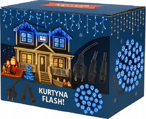 Led fényfüggöny 240 Jégcsapok Kék Flash Kültéri IP44 15,6 m