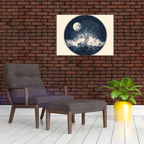 Kép – Mágikus fa szarvassal I. (70x50 cm)