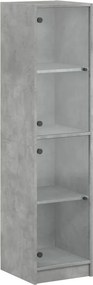 vidaXL betonszürke magasszekrény üvegajtókkal 35 x 37 x 142 cm