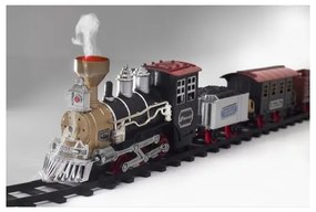 HOME TRN 01 elemes kisvasút, 1 mozdony és 3 vagon, vízgőzt képez, piros LED világítás, hanghatás, 47 cm-es pálya