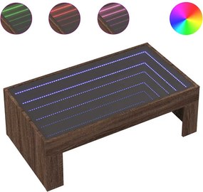 vidaXL barna tölgy végtelen hatású LED-es dohányzóasztal 90x50x30 cm
