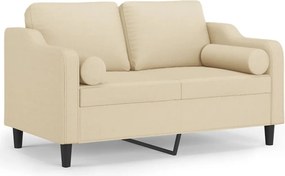 vidaXL 2 személyes krémszínű szövet kanapé díszpárnákkal 120 cm