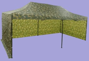 Gyorsan összecsukható sátor 3x6m - alumínium, 3 oldalfal, Terepszínű