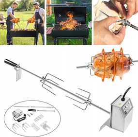 Univerzális grill Rotisserie Kit Bbq Roaster 117CM Spit Rod Elektromos motor