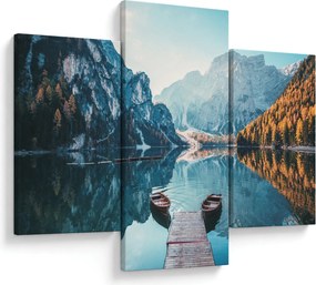 Kép - Csónakok a Braies-tónál (90x60 cm)