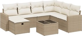 vidaXL 8 részes bézs polyrattan kerti ülőgarnitúra párnával