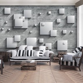 Fotótapéta - Szürke négyzetek fa táblákon (152,5x104 cm)