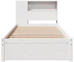 fehér tömör fenyőfa könyvespolcos ágy matrac nélkül 90 x 190 cm