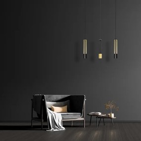 LED Csillár zsinóron BARS 3xGU10/4,8W/230V fekete/arany