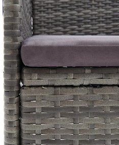 9 részes szürke polyrattan és akácfa kerti étkezőgarnitúra
