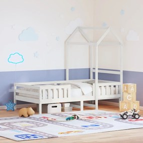 fehér tömör fenyőfa ágykeret tetővel 100 x 200 cm