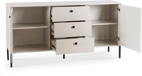 Komód 154 cm méretben, kétajtós, fiókos, bordázott kivitelben, kaszmir színben SOFT