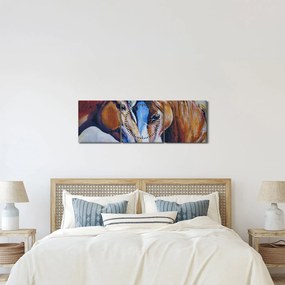 Kép - szerelmes lovak (órával) (90x30 cm)