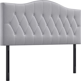HOMCOM Ágytámla Kárpitozott Szürke Poppely Velúr Szövetből 185 x 8 x 134 cm | Aosom