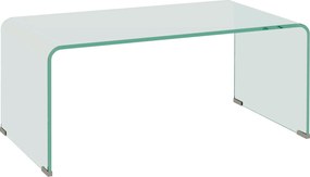 HOMCOM Átlátszó Üveg Kávasztal Téglalap Modern Dizájn Edzett Üveg Biztonságos Kerek Peremmel 80 x 45 x 35 cm | Aosom