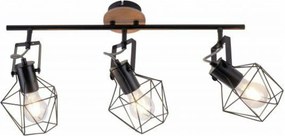 Just Light mennyezeti lámpa fa/fém, 3x E27, állítható vintage spotlámpa