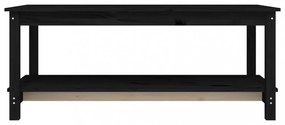 fekete tömör fenyőfa dohányzóasztal 110 x 55 x 45 cm