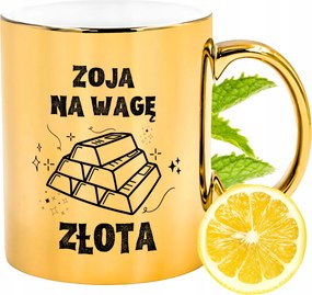 Prémium Arany Csillogó Bögre Zoi Ajándék Nyomtatott Fotóval