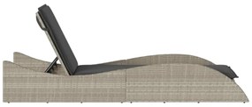 világosszürke polyrattan napozóágy párnával 60x205x73 cm