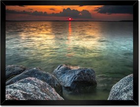 Poszterek keretben 40x30 Sziklák Tenger Nap