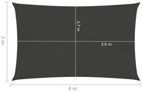 antracitszürke HDPE napvitorla 160 g/m² 3 x 4 m