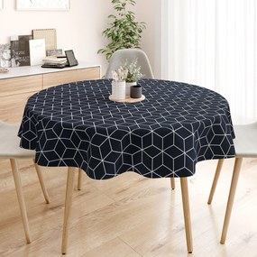 Goldea pamut asztalterítő - mozaik mintás, sötétkék alapon - kör alakú Ø 100 cm