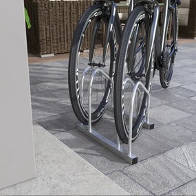 SPORTNOW Biciklikart Biking tároló állvány 2 kerékpárhoz, 61 mm-ig terjedő gumiszélességgel, méret: 50L x 34Sz x 27,5Ma cm, Ezüst Acél | Aosom