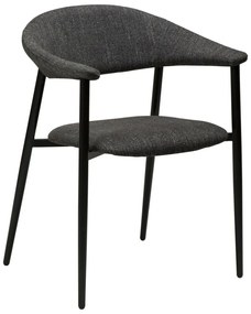 Rover design karfás szék, fekete bouclé, fekete fém láb